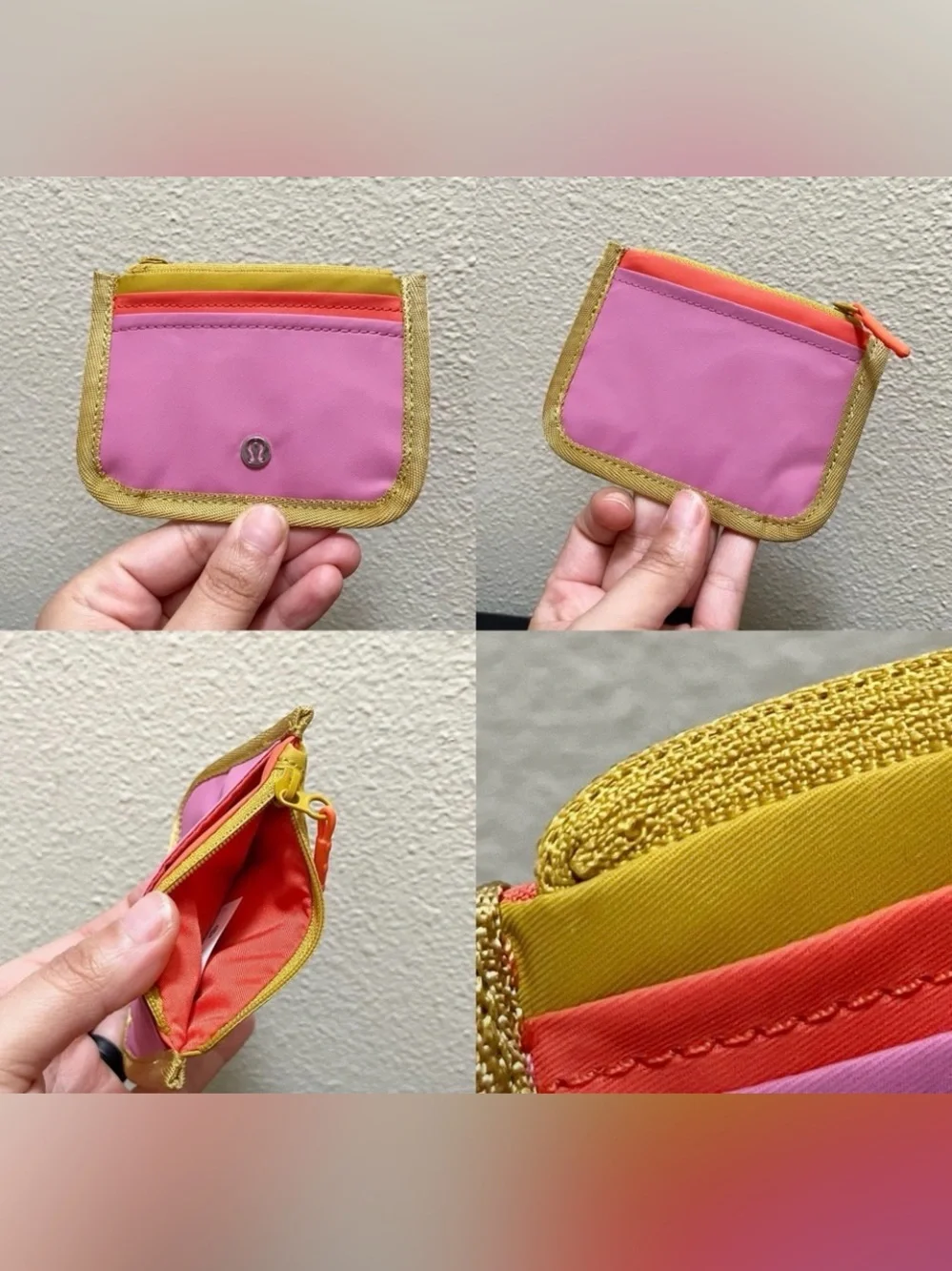•LULULEMON• True Identity Card Case Wallet Pink Blossom/Warm Coral/Parachute